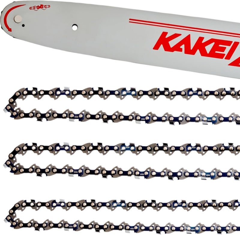 KAKEI 14 Inch Chainsaw Bar& Chain Combo - 3/8" LP Pitch, .050" Gauge, 52 Drive Links Fits Husqvarna 120, Echo CS-310, Ryobi RY3714& More (3 Chains+ 1 Bar) - Image 1
